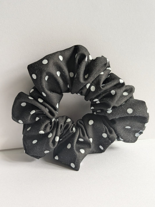 Black Polka Dot Hair Scrunchie