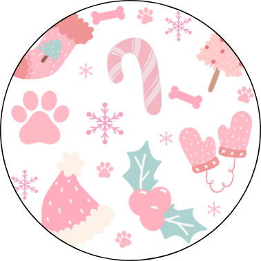 Dog ID Tag ~ Christmas pink paws